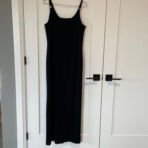 Jessica Dress Long Size 14 Formal Black Sparkle Spaghetti Straps Lined Slit READ